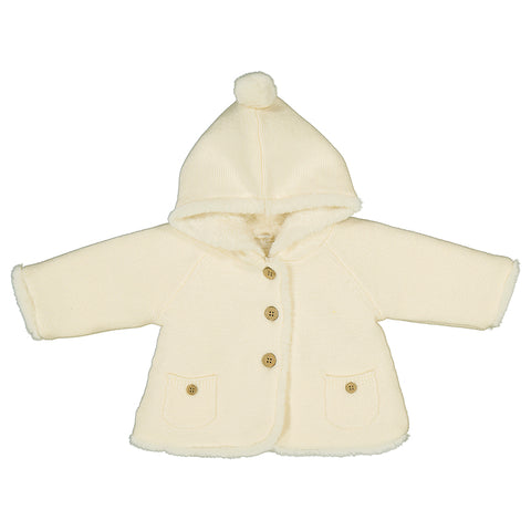 Pompon knit cardigan-cream 2333