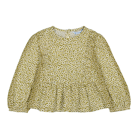 Bambula knit print blouse-olive 2113