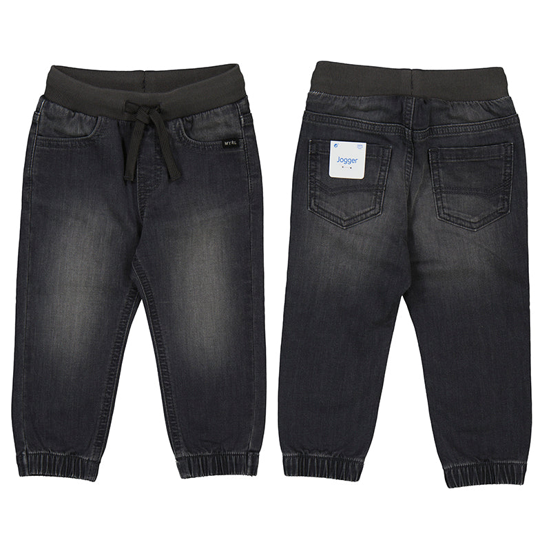 Soft denim jogger pants -dark grey 2508