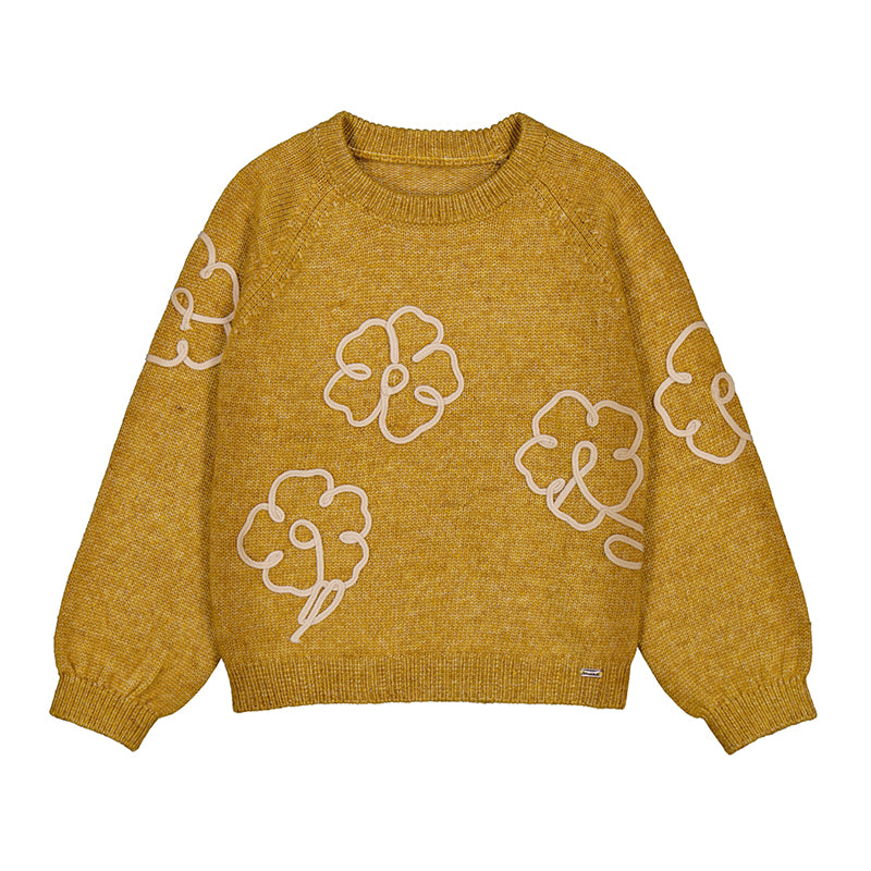 Flower applique jersey-mustard 4308 mg