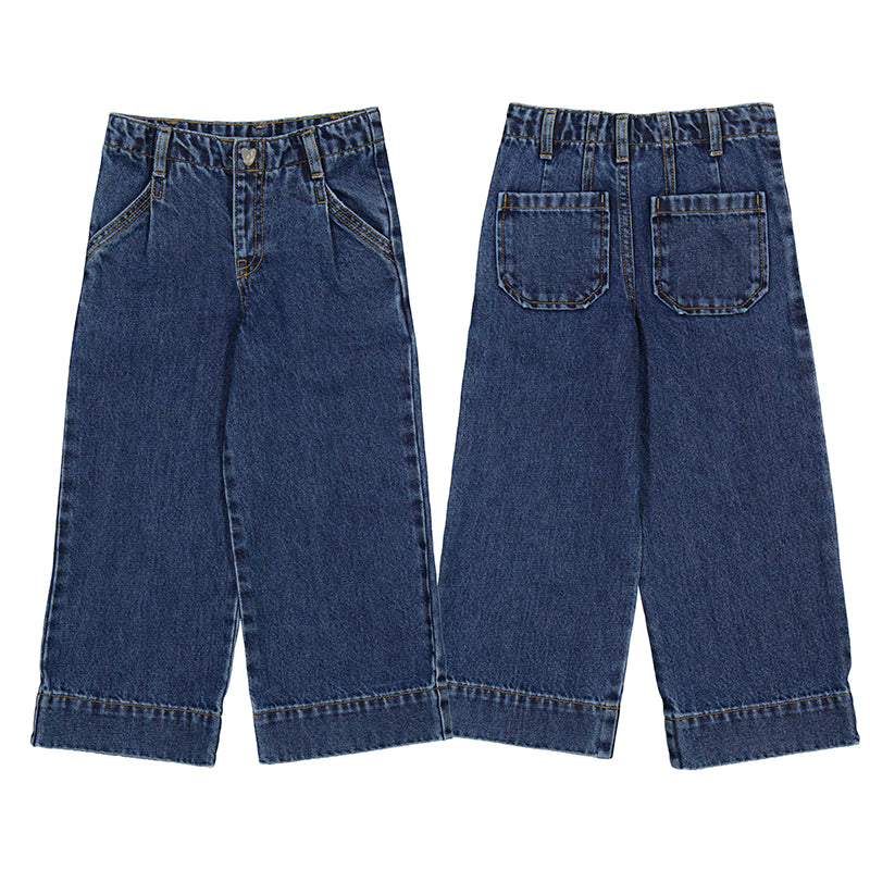 Wide leg denim pants-dark 4578 mg