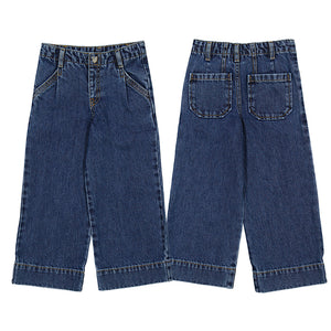 Wide leg denim pants-dark 4578 mg
