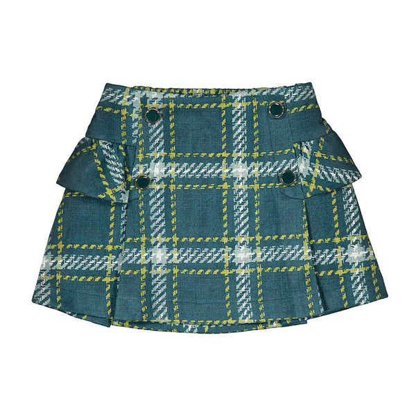 Printed suede skirt-Green Plaid 4905 mg