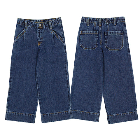 Wide leg denim pants-dark 4578 mg