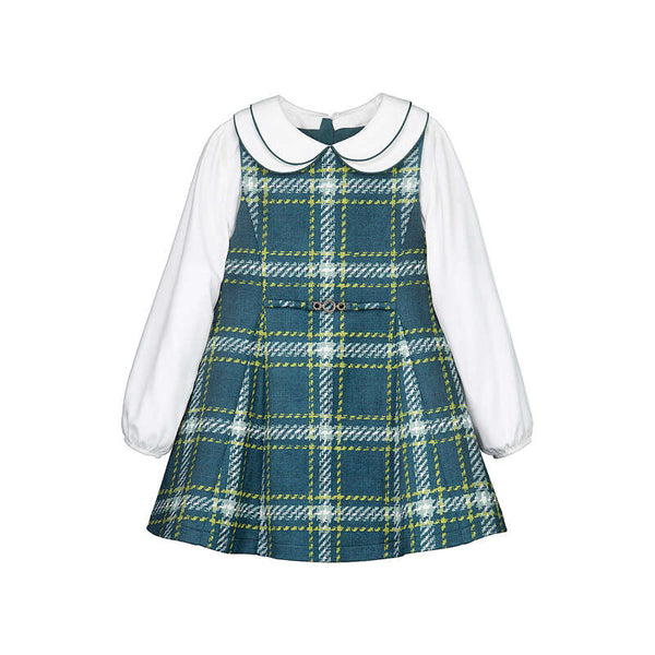 Suede-look pinafore dress-Green Plaid 4925 mg