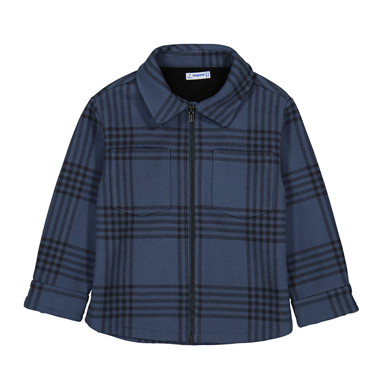 Plaid zip jacket-steel 4414