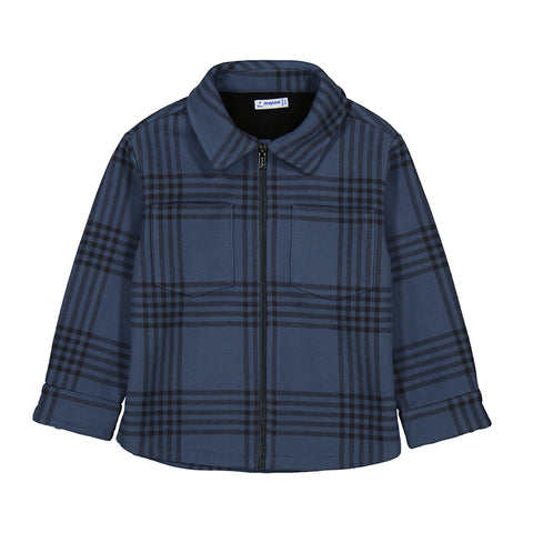 Plaid zip jacket-steel 4414