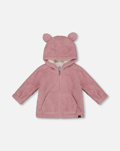 Hooded Plush Jacket- Dawn Pink