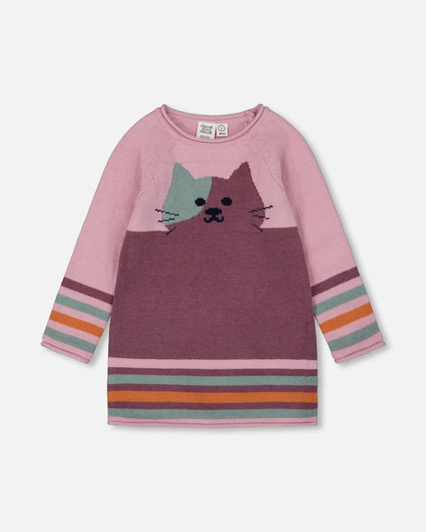 Knit Dress Dusty Pink With Cat