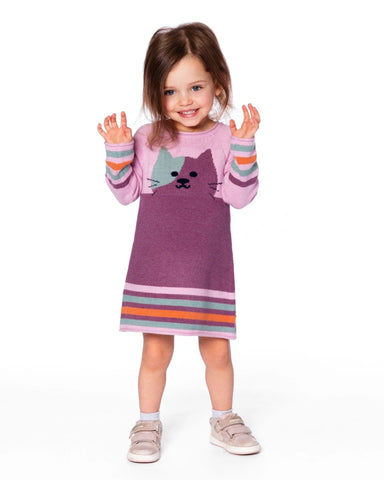 Knit Dress Dusty Pink With Cat