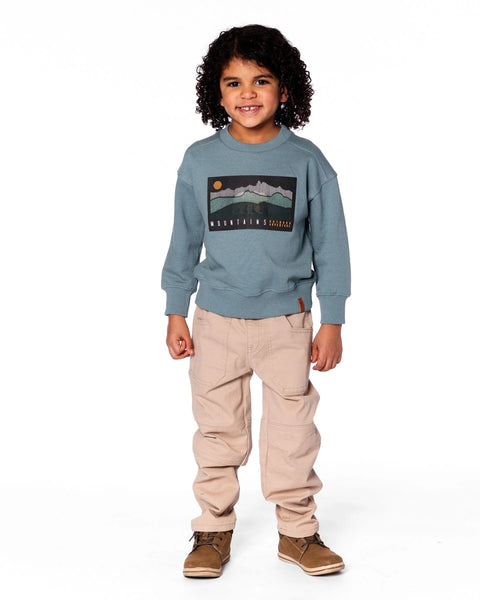 Animated Print French Terry Sweatshirt Sage Green