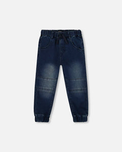 French Terry Jogger Pants Dark Blue Denim