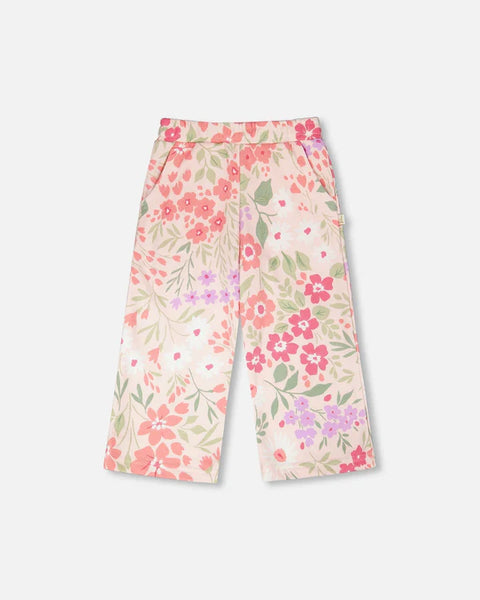 French Terry Pants- Pink Meadow