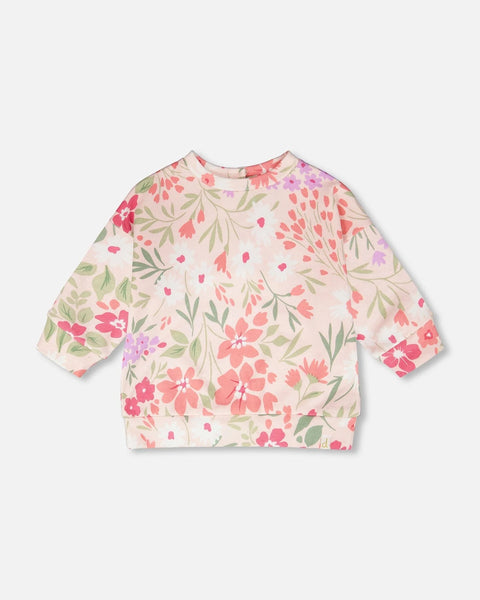 French Terry Sweatshirt- Pink Meadow
