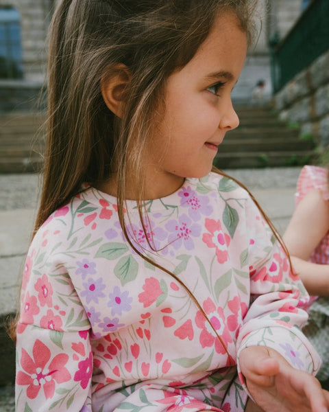 French Terry Sweatshirt- Pink Meadow