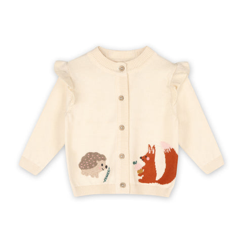 Woodland Animal Cardigan  - Natural