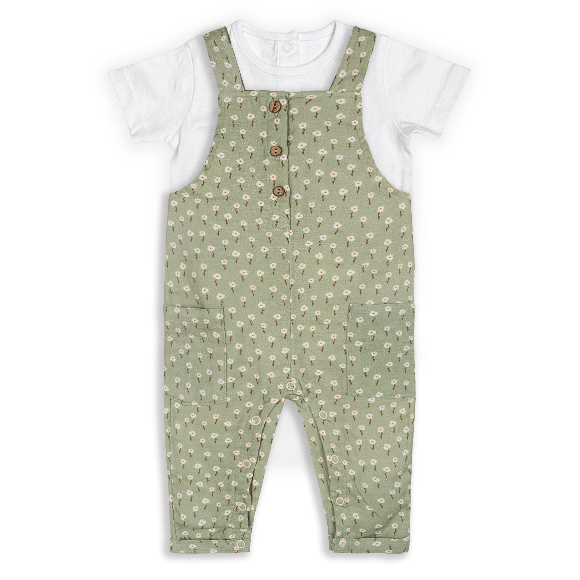 Sage Floral Overall Set-Sage