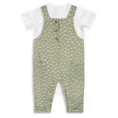 Sage Floral Overall Set-Sage