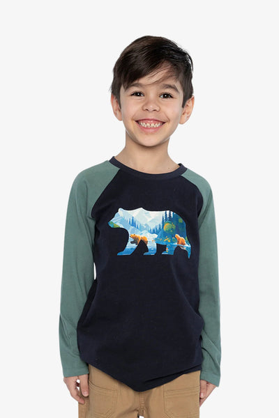 Raglan T-Shirt Dark Blue And Green-Bear