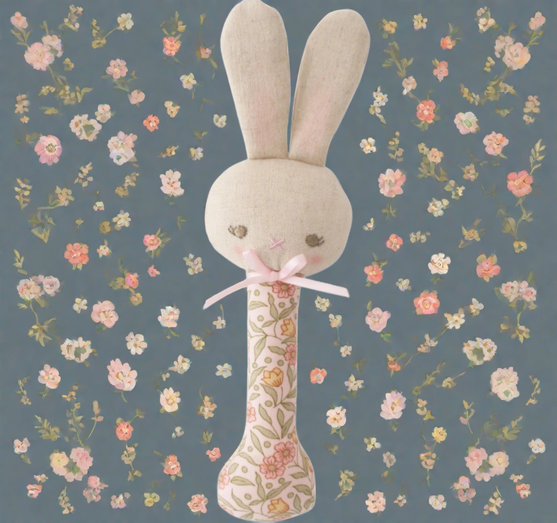 Bunny Stick Rattle Blossom Lily Pink