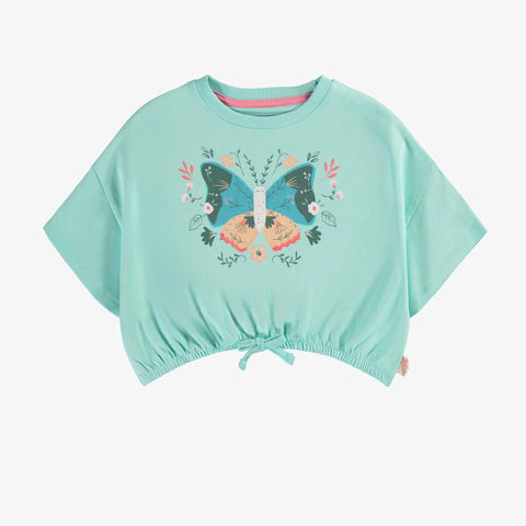 BLUE SHORT SLEEVES T-SHIRT WITH A BUTTERFLY