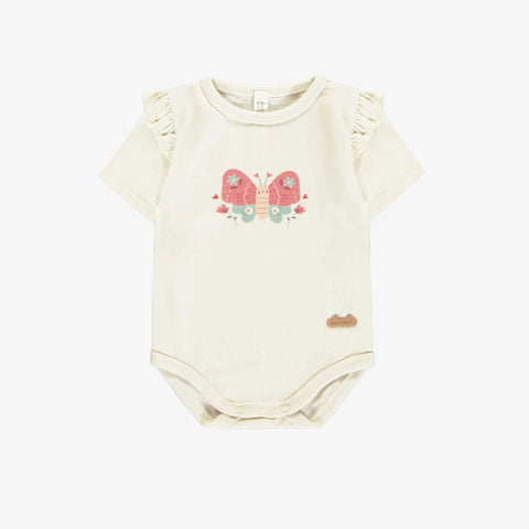 CREAM BODYSUIT WITH SHORT SLEEVES/ BUTTERFLY