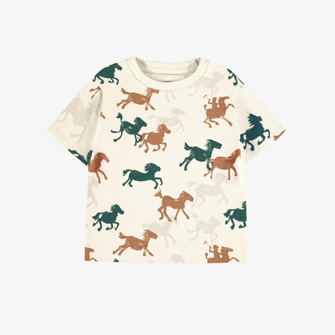 Cream T-shirt with horse print