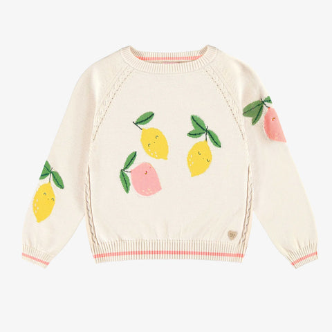 Cream knit sweater with lemon
