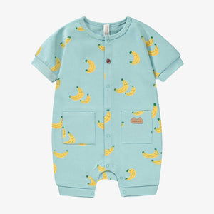 Blue Romper with Banana print