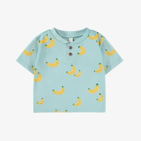 Blue T-shirt with Banana Print