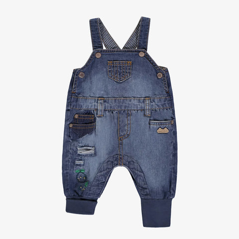 Medium blue denim overalls with faded effect