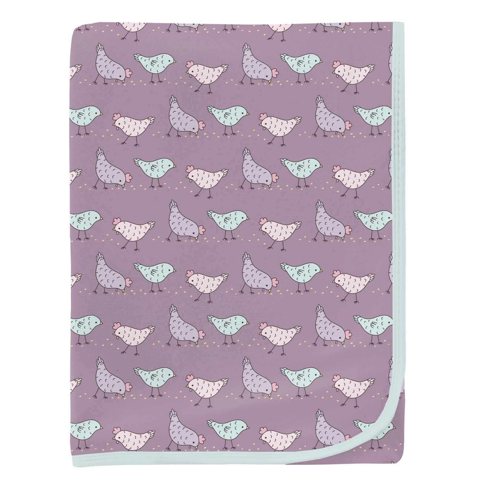 Print Swaddling Blanket -Lavender Chickens