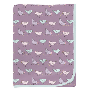 Print Swaddling Blanket -Lavender Chickens