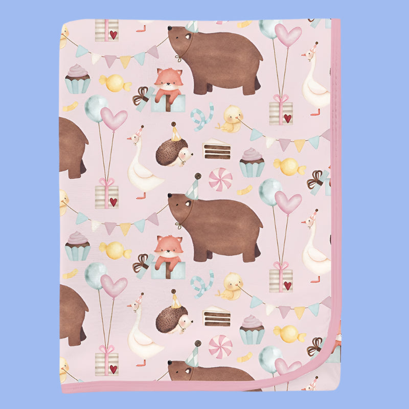 Print Swaddling Blanket -Shrinking Violet Forest Party