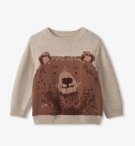 Big bear crew neck knit sweater