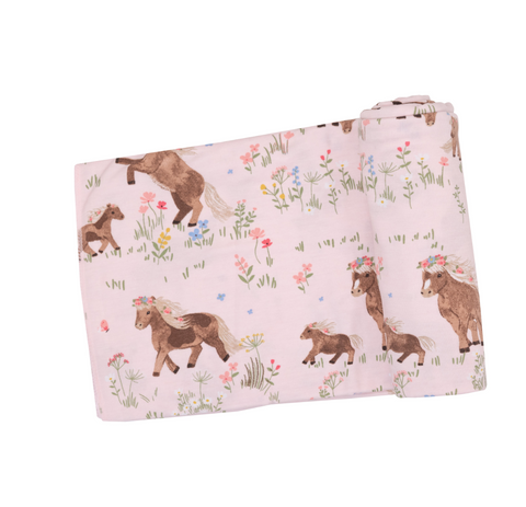 WATERCOLOR PONIES Bamboo Swaddle