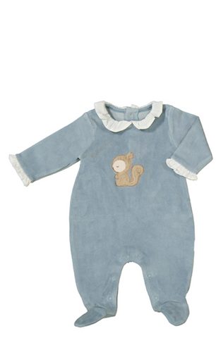 velour squirrel romper-blue 2777