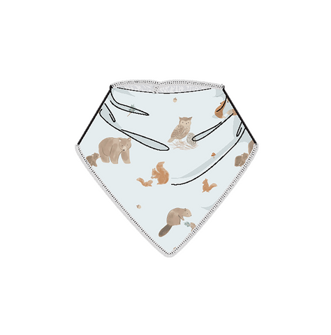 Mixed Woodland Animals Blue Bandana Bib