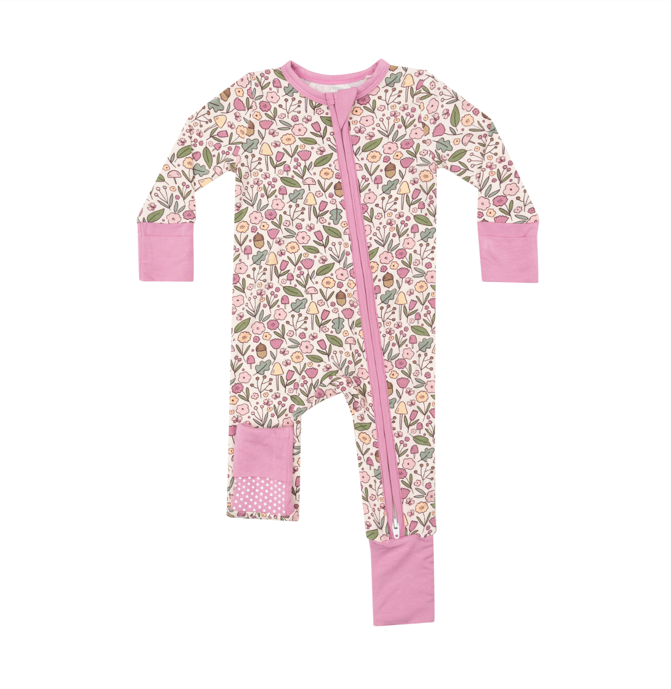 Acorn Floral 2-Way Zipper Romper