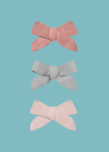 BOW W. CLIP, SET OF 3 || LIPSTICK, SKY, BUBBLEGUM