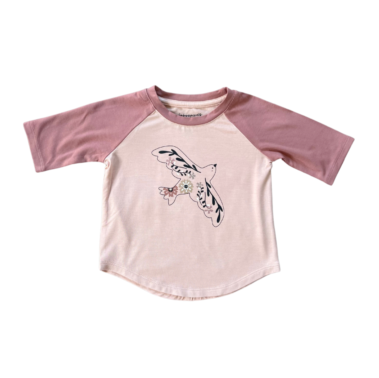 3/4 Sleeve Baseball Tee-Floral Bird