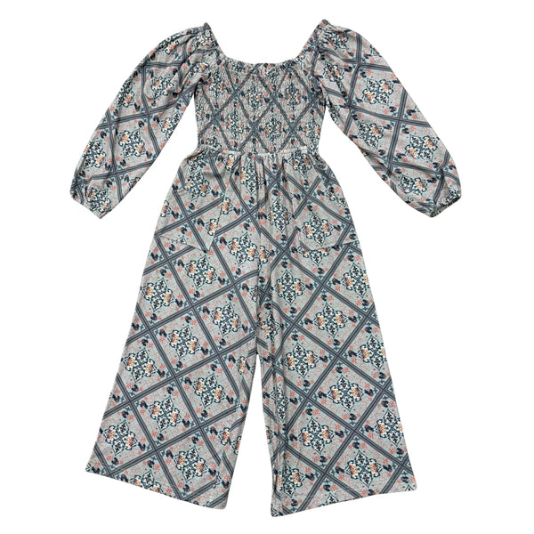 Smocking Knit Jumpsuit | Landon Ethnic Diamond