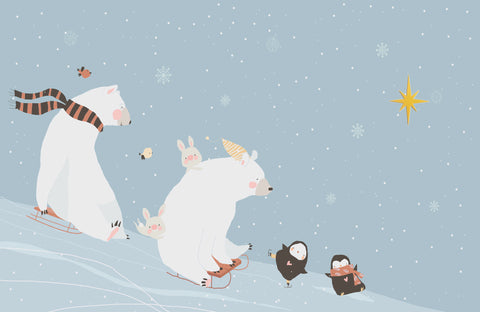 Polar Bear Ski 3D - Organic Cotton Knit Blanket