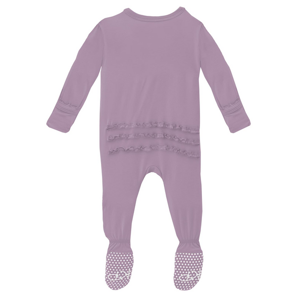 Muffin Ruffle Footie with 2 Way Zipper -Lavender