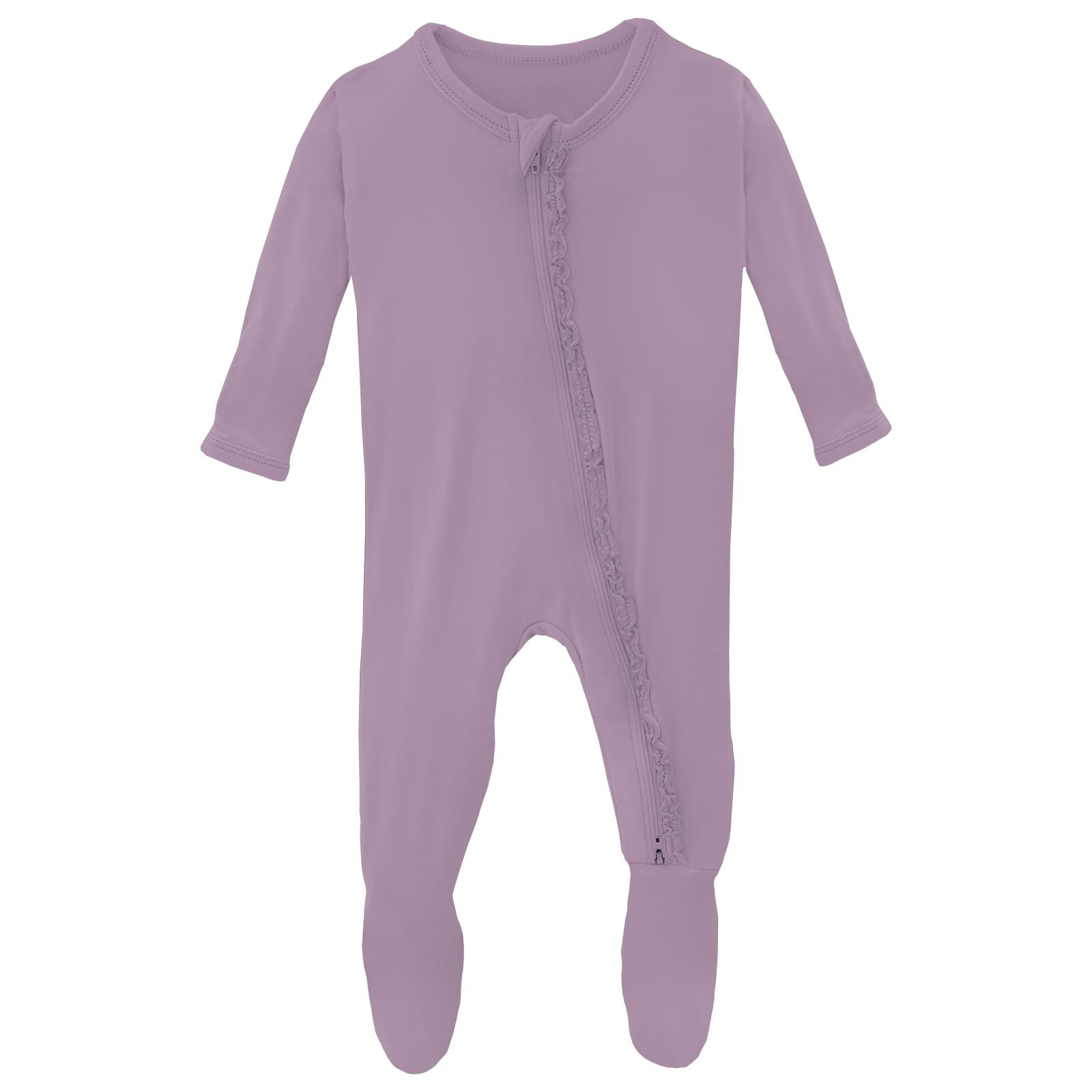 Muffin Ruffle Footie with 2 Way Zipper -Lavender