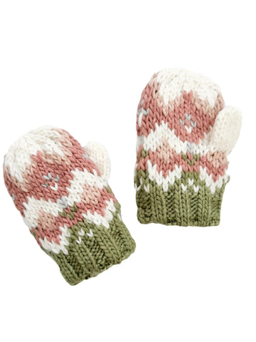 Fairisle Knit Mittens-Pastel