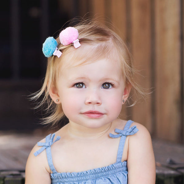 Little Kids Pompom Hair Clip Set