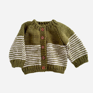 Stripe Cardigan-Moss