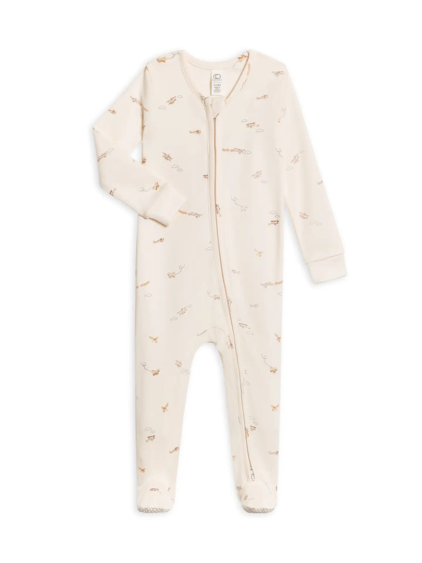 Organic Baby Peyton Zipper Sleeper - Airplane / Mist