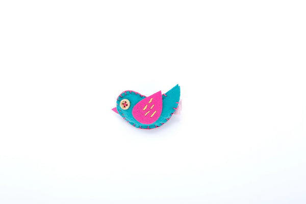 Little Girls Patchwork Bird Hair Clip